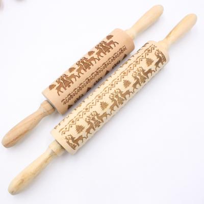 China Sustainable New Products Animal Printed Wooden Embossed Kitchenware Tools Pin for sale