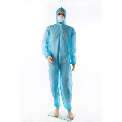 China Blue Waterproof Disposable Hospital 55g PP Cleanroom Work Coverall With Hood for sale