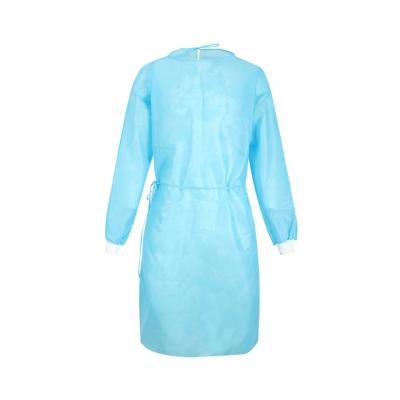 China Hospital Disposable Hospital Isolation Medical Sterile Surgical Nonwoven Gown With Knitted Cuff for sale