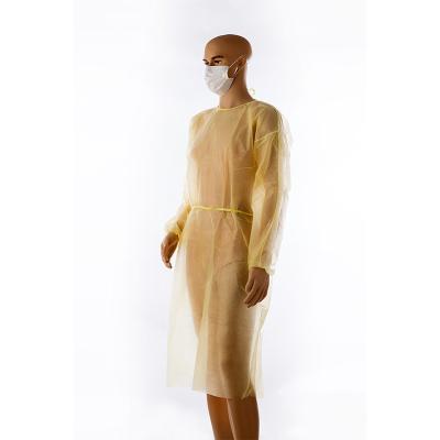 China Hospital PP Gown Disposable Isolation Yellow Coverall With Elastic for sale