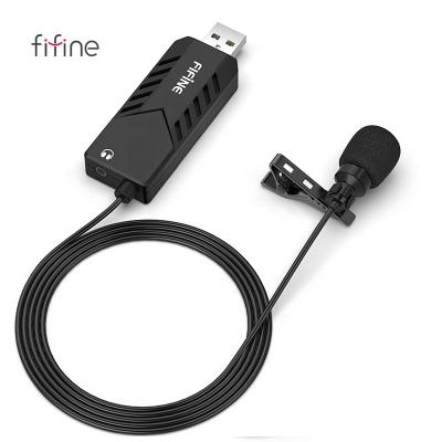 China Fifine Lavalier Microphone Mini USB Lapel MIC for Lavalier Teaching Line Recording Detachable Cardioid Condenser Microphone for PC Laptop K053 for sale