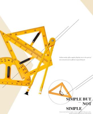 China Durable Stationery Supply Classroom School Geometric Math Scale Tools Protractor Triangle Rulers Teaching Wooden Ruler Set for sale