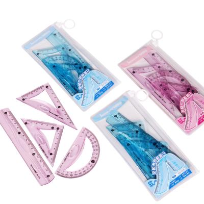 China Durable Cartoon Transparent Plastic Student Ruler Set for sale