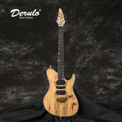 China Derulo Electric Guitar OEM NATURE Spalted Mahogany Maple Integrated Connection Dison Custom High Quality Electric Guitar for sale