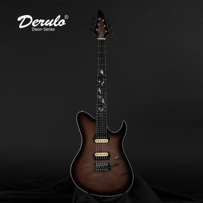 China Derulo Electric Guitar OEM Custom Mahogany 6Strings Electric Guitar Quilted Customized Neck Maple Fingerboard 5Pieces Top Custombody for sale