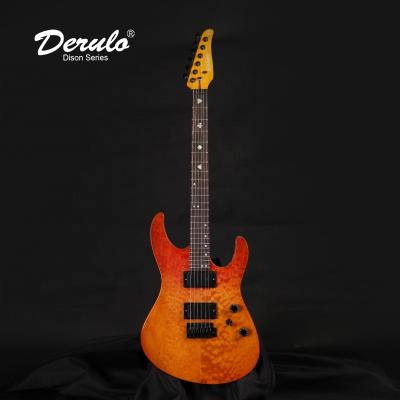 China Derulo Electric Guitar OEM 6Strings High Quality Flamed Maple Mahogany Hand Rubbing CanadianMaple Custombody Top Neck for sale