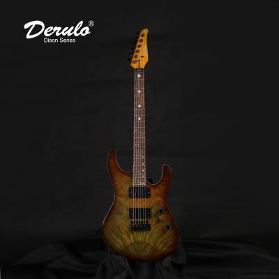 China Derulo Electric Guitar OEM 6Strings High Quality Gradient Mahogany Hand Rubbing CanadianMaple Custombody Top Neck for sale