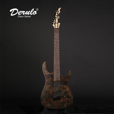 China Custom Fret Mahogany 5Pice Maple& Ebony Neck Burl Top Custombody Customshop Derulo Electric Guitar OEM 7Strings Electric Guitar Fan for sale