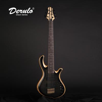 China Derulo Bass Electric Guitar OEM Custom 6 Mahogany Bass Custom 5Pieces Neck& Strings Flamed Maple Top Custombody for sale