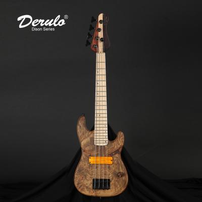 China Phoenix Derulo Electric Bass Guitar OEM 5 String MINI Travel Bass Buckeye Burl Top Phoenix Custom For Kid Musical Instruments for sale