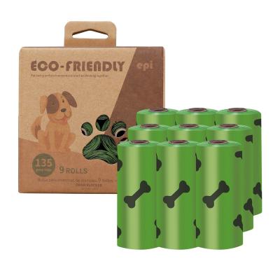 China Custom Eco Friendly Compostable Pet Dog100% Biodegradable Poop Stocked Waste Plastic Bags With Dispenser for sale