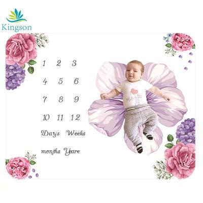 China PORTABLE Plant Monthly Milestone Customized Blankets Cute Fleece Photo Background Blankets Soft Floral Memory For Babies Boys for sale