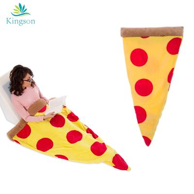 China Creative PORTABLE Pizza Sleep Sack For Baby Kids Adult Warm Soft Fleece Blanket With Zipper Baby Wrap Blanket Tail Blanket Gift for sale