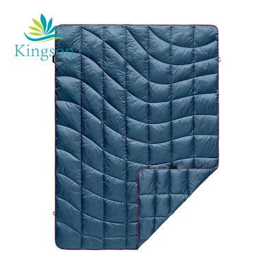 China Puffy anti-pilling travel blanket with cover 2021 new design good quality down filling outdoor custom blanket for sale