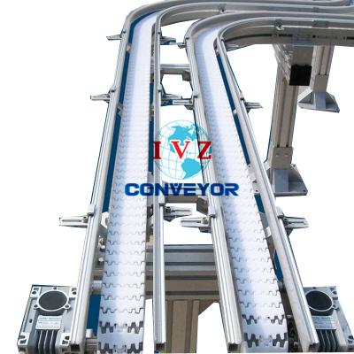 China Oil Resistant Professional Production White Plastic Curved IVZ Chain Conveyor Flexible Manufacturer for sale