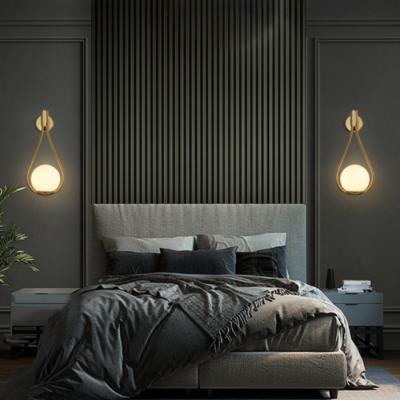 China Bedroom Contemporary Light Luxury Metal Background Living Room Glass Material Glass Wall Lamp For Lighting Decoration for sale