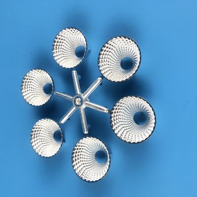 China LED Lighting Accessories Customized Plastic PC Down Light Projector COB Reflector Nano-vacuum metaliized LED Lighting Reflector for sale