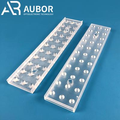 China Wholesale OEM Plastic 11x3 Linear Light Lens Led PC Lamp Parts Concave Optical Desk Lighting Linear Light Lens for sale