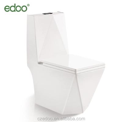 China Chaozhou EDOO Double-Flow Toilet Bowl Manufacturer Newest Elegant Design 3D Diamond One-Piece Toilet for sale