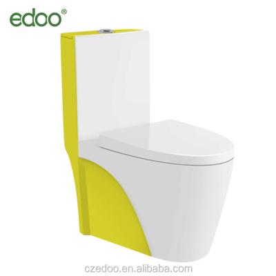 China Yellow&Red&Green Double-Flow 4 Inch Outlet Strap 250mm/300mm Washdown One Piece Colored Toilet Sanitary Ware Bathroom Wc for sale