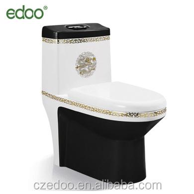 China Double-flush USA Toilet Colored Black Gold One-piece Gravity Gold Color Flush Toilet for sale