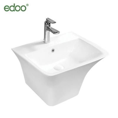 China Sustainable square wall-hung basin with semi pedestal European style washbasin for sale