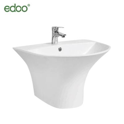 China Cheap Price Semi Pedestal Wall Mounted Ceramic Sink Basin Sink With Fixing Screw for sale