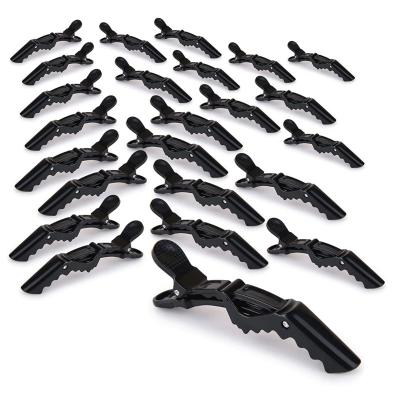 China Nickel Free Durable Black Strong Grip Anti Heat Repair Hair Cutting Styling Crocodile Matte Carbon Alligator Clip Clips for sale