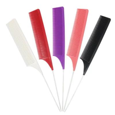 China Salon Professional Pink Heat Resistant Carbon Fiber Plastic Comb Knives Hair Rat Tail Comb for sale