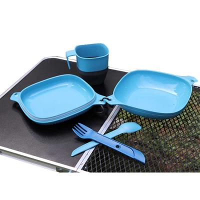 China 5-Piece Viable Mess Set Pot Bowl Plate 3-in-1 Kit Utensil Kit Bowl Plate 3-in-1 Portable Silicone Pot Silicone Bowl Camping Bowl Set for sale