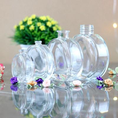 China Customized Sustainable/Eco-friendly/Stocked 30ml Label 150ml Aromatherapy Perfume Oil Aroma Reed Diffuser Glass Bottle Flat Round For Home Decoration for sale