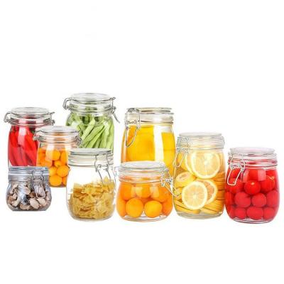 China Large Capacity Heatable Wide Mouth Pickle Storage Glass Jar Canning Honey Jam Cookie Snake Baby Food Pack Jar With Sealed Glass Lid for sale