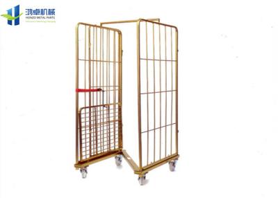 China Nesting Metal Folding Metal Trolley Industrial Warehouse Cage Trolley for sale