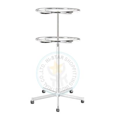 China Durable 2 Tier Round Rotating Clothing Rack For Store for sale