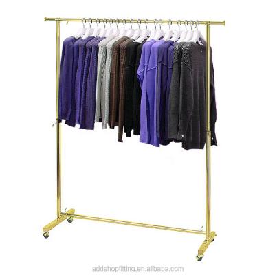 China Easy Installation Commercial Insurance Gold Clothing Rack For Rail for sale