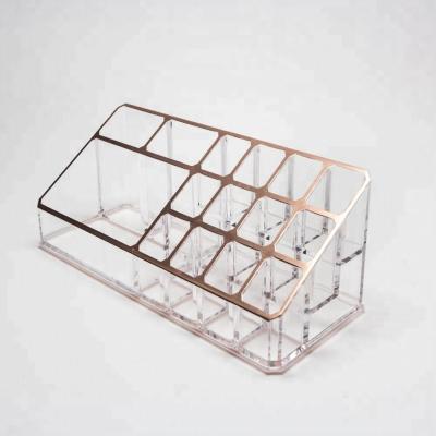 China Sustainable Rose Gold Acrylic Desktop Cosmetic Makeup Organizer for sale