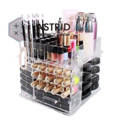 China Metal Sticker 360 Tower Organizer Clear Make Up Organizer Makeup Organizer for sale