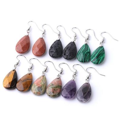 China Casual / Sporty Gemstone Dangle Earrings Waterdrop Shape Amethyst Howlite Picture Jasper Stone Earring for sale