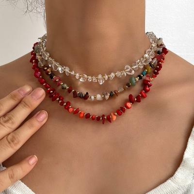 China Europe and America explosive new color natural stone beaded necklace girl gift exquisite handmade necklace for sale