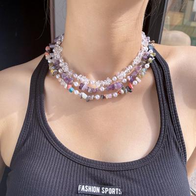 China Other 2022 New Girls Adjustable Necklace Jewelry Colored Natural Stone Accessories Choker Necklace for sale