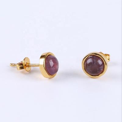 China Trendy Multicolor Natural Stone Crystal Earrings Jewelry Women Stylish Bling Raw Earrings for sale