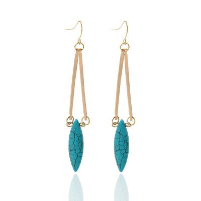 China Natural stone texture horse eye new women's casual/sporty simple paragraph shape thin turquoise long earrings for sale