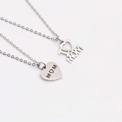 China FASHIONABLE Mother's Day Gift Jewelry Necklace Heart MOM Stainless Steel Custom Pendants For DIY Jewelry Making for sale