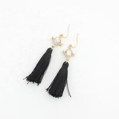 China Simple Black Women's Diamond Personality Alloy Temperament Earrings Hot Selling Casual/Sports Rope for sale