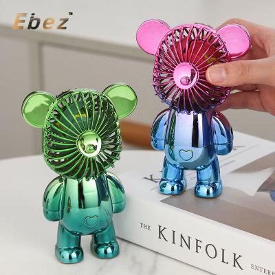 China New Trend Portable Wholesale Bear Unique Design Mini Fan Best Gift Rechargeable for Summer Air Cooling Small Size Fan for sale