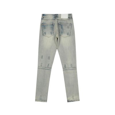 China Breathable Washed Jeans Slim Distressed Casual Denim Pants Zipper Jeans For Men for sale