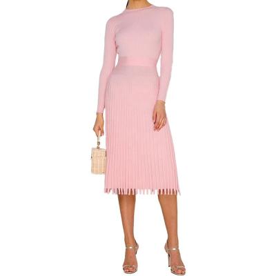 China High Quality Breathable Autumn Winter BOHO Slim Waist Long Sleeve Knitted Sexy Dress For Women for sale