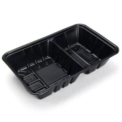 China Food Storage / Take Out Disposable Plastic Food Containers Take Out 3 Compartment With Clear Food Tray for sale