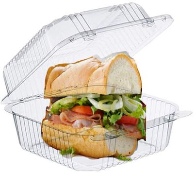 China Disposable Disposable Sandwich Containers Fit Clamshell Plastic Food Containers For Salad Pasta Cookies Bread Cake Slice Containers for sale