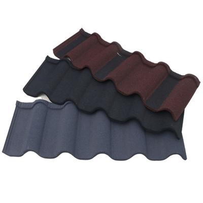 China Roman Style Modern Wholesale Black Stone Coated Steel Roofing Tiles for sale